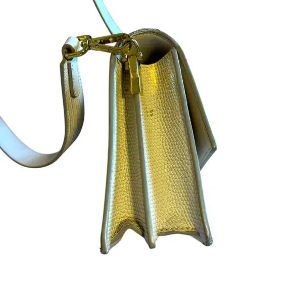 JW Pei Croc-Embossed Crossbody Bag Ivory Vegan Leather Minimalist Modern Classic - Picture 9 of 10